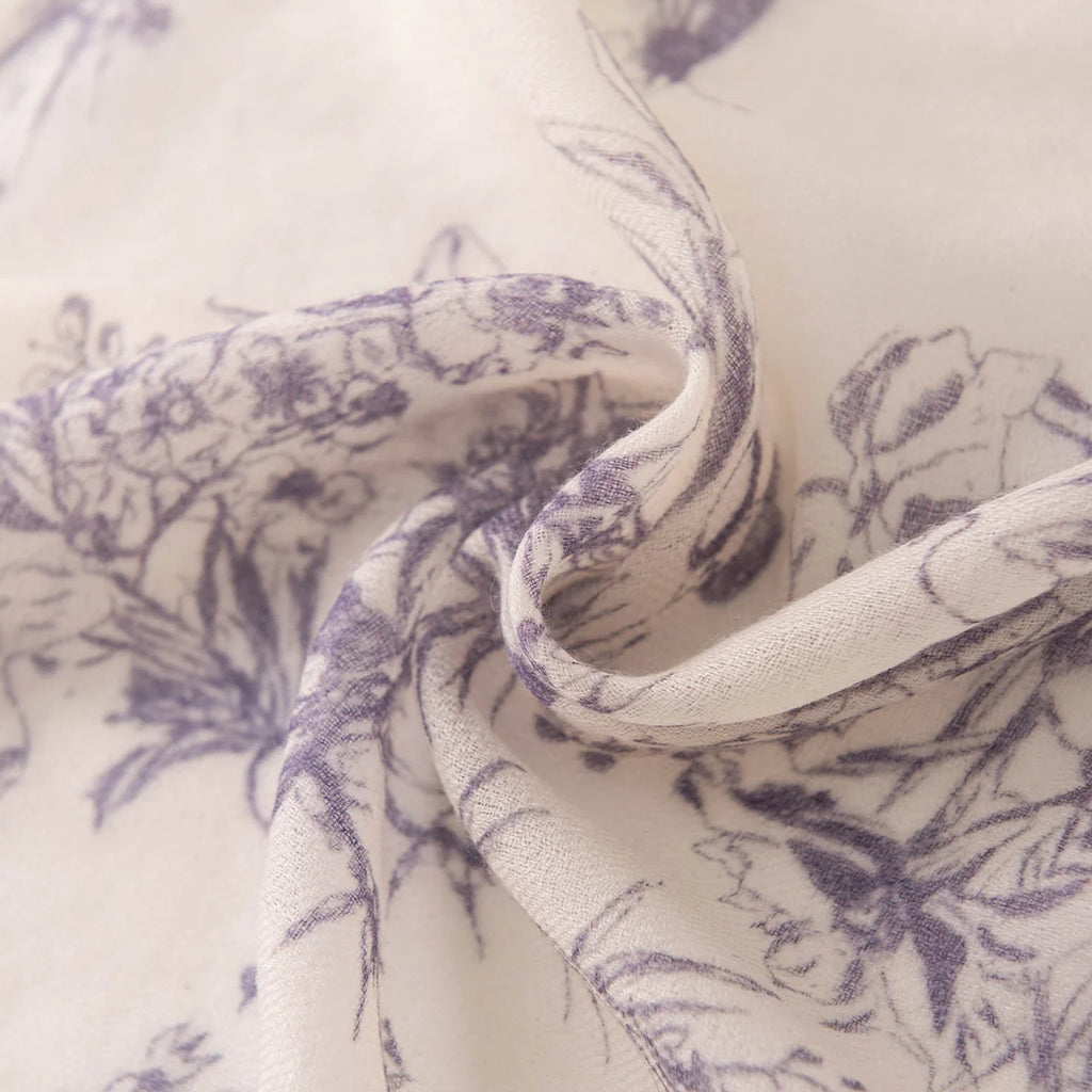 Botanical Print Cashmere Square Scarf