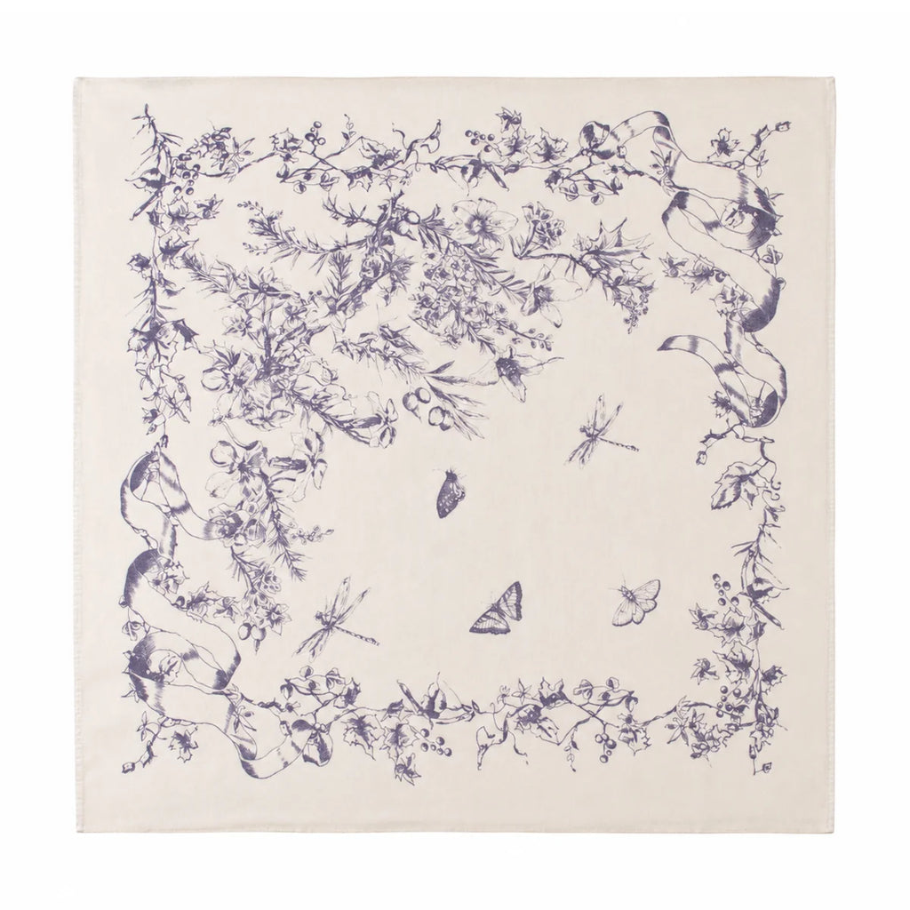 Botanical Print Cashmere Square Scarf