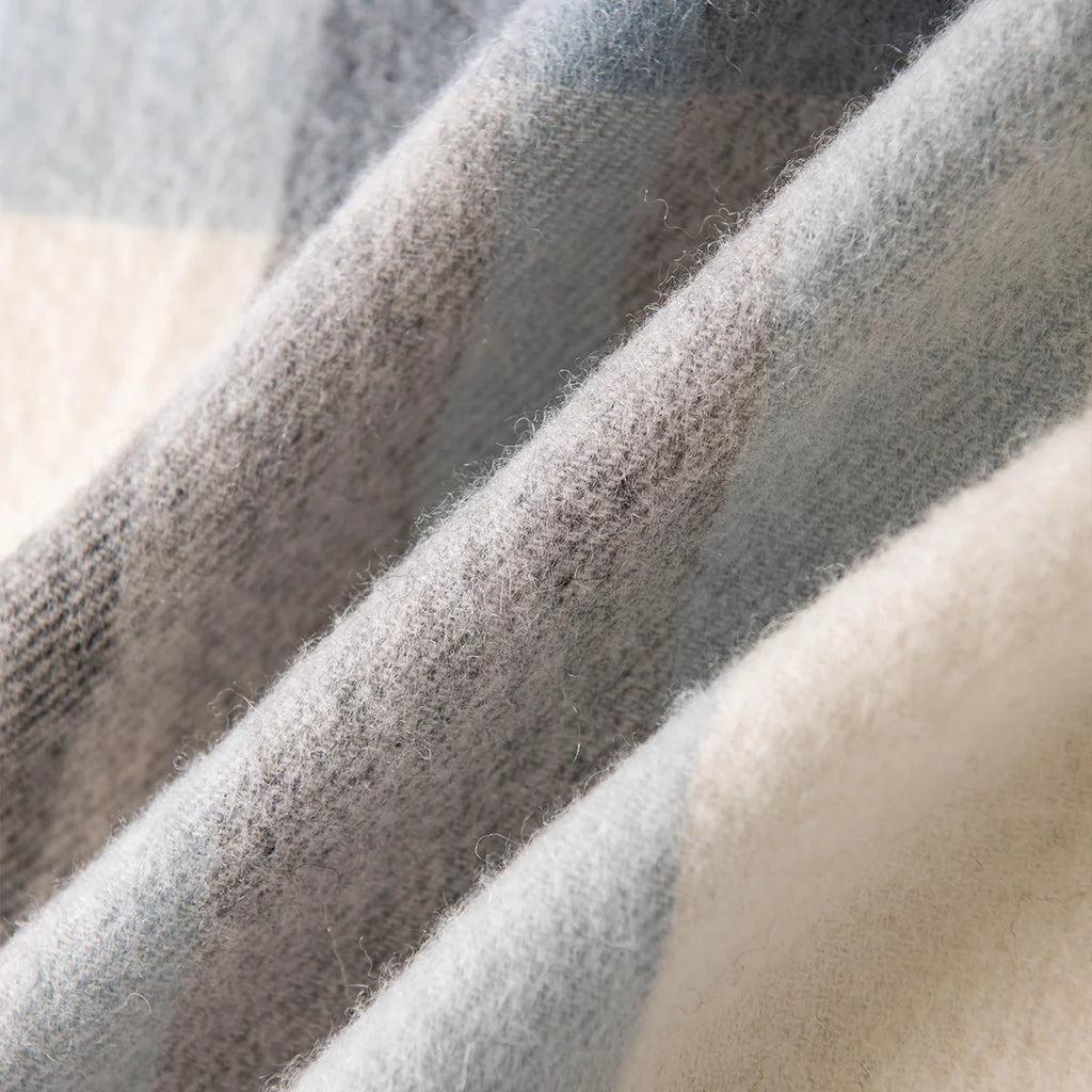 Powder Blue Plaid Wool Scarf