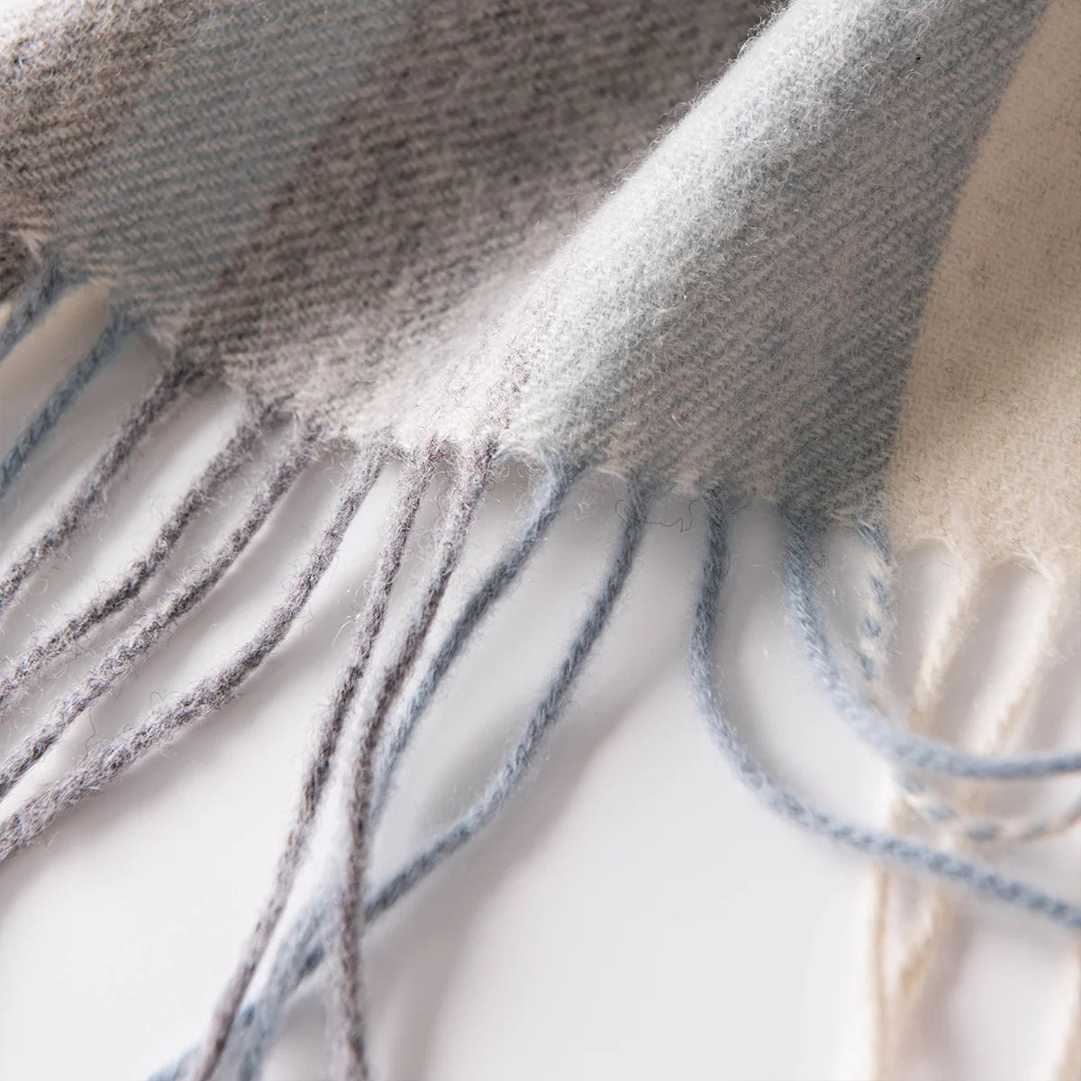 Powder Blue Plaid Wool Scarf