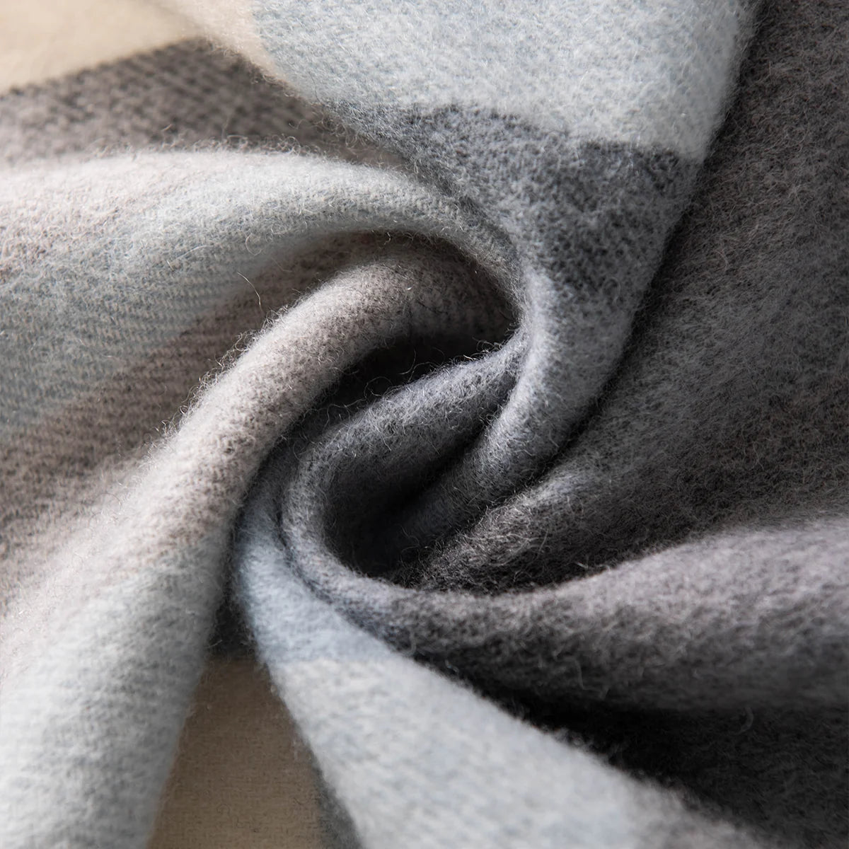 Powder Blue Plaid Wool Scarf