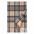 Gray and Camel Plaid Cashmere Scarf