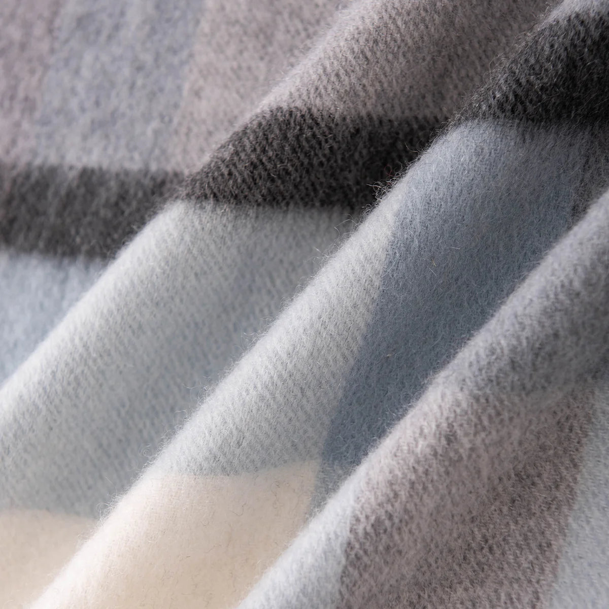 Silver Mist Plaid Cashmere Scarf