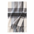 Silver Mist Plaid Cashmere Scarf