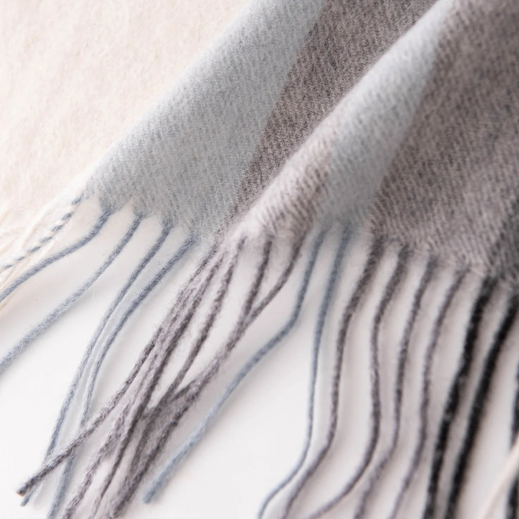 Silver Mist Plaid Cashmere Scarf