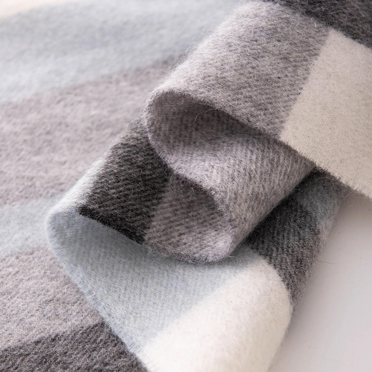 Silver Mist Plaid Cashmere Scarf
