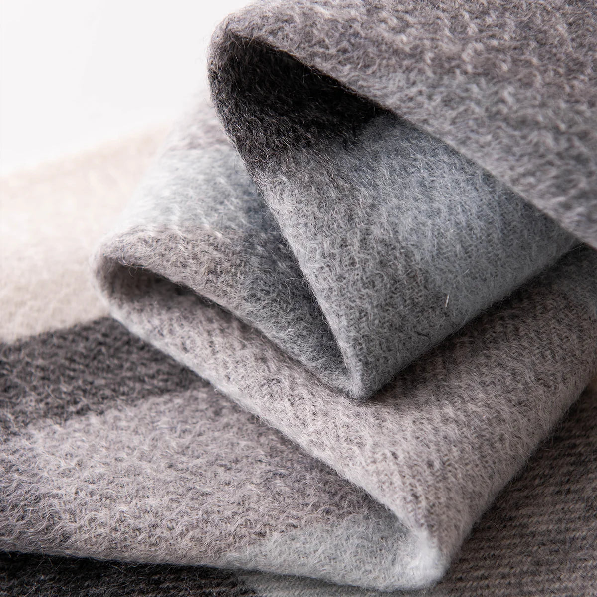Gray Cream Plaid Cashmere Scarf