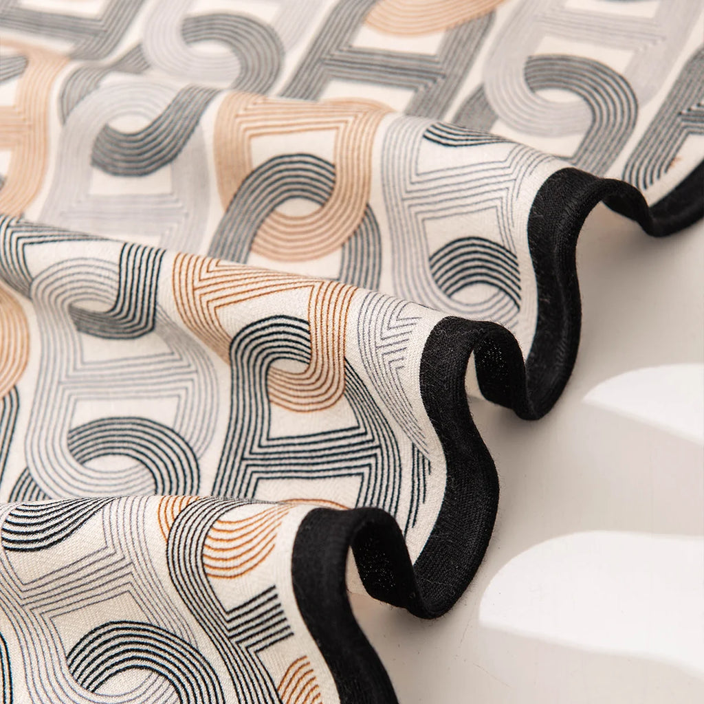 Retro Geometric Wool Scarf