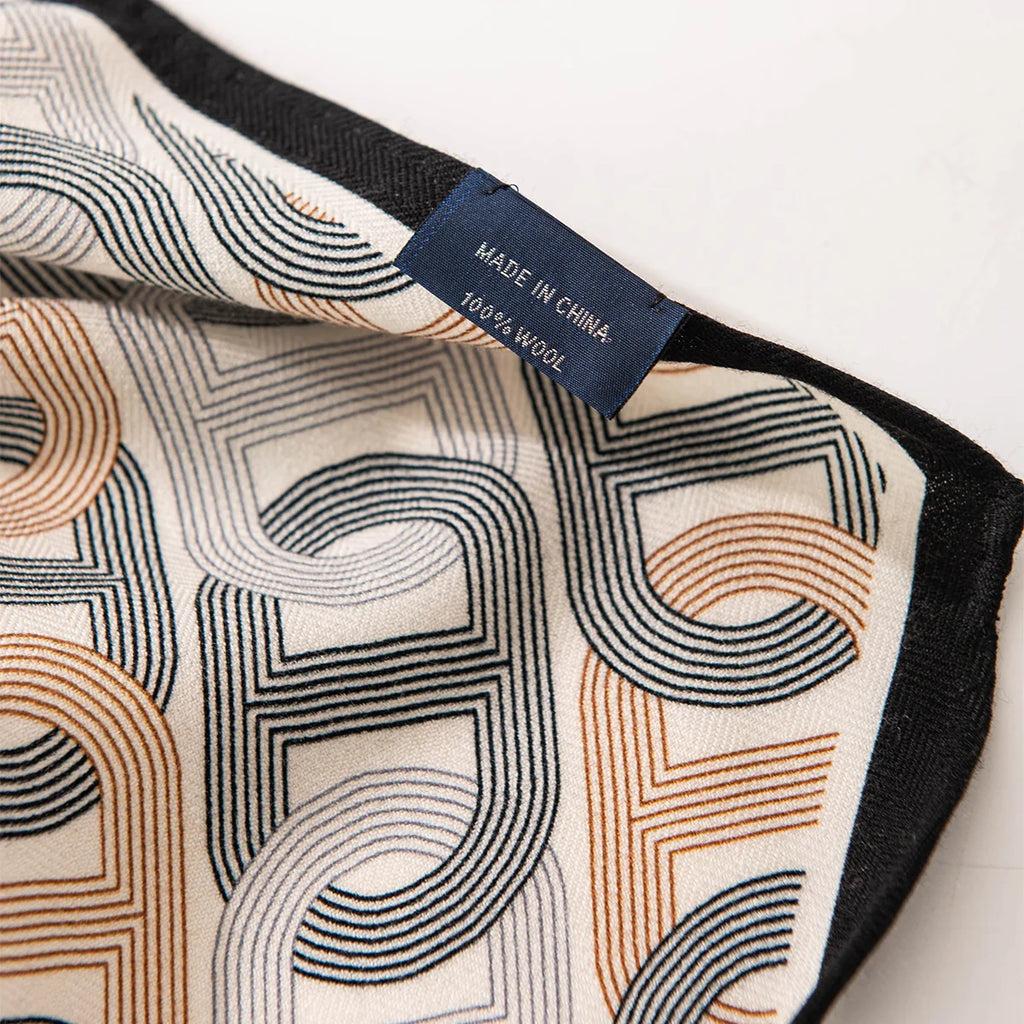Retro Geometric Wool Scarf