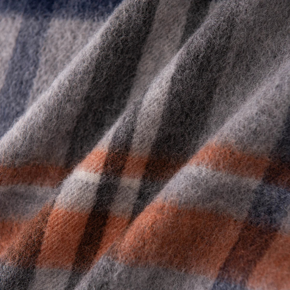Gray Rust Plaid Cashmere Scarf