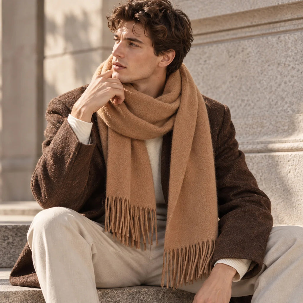 Heavyweight Brushed Fringe Cashmere Scarf