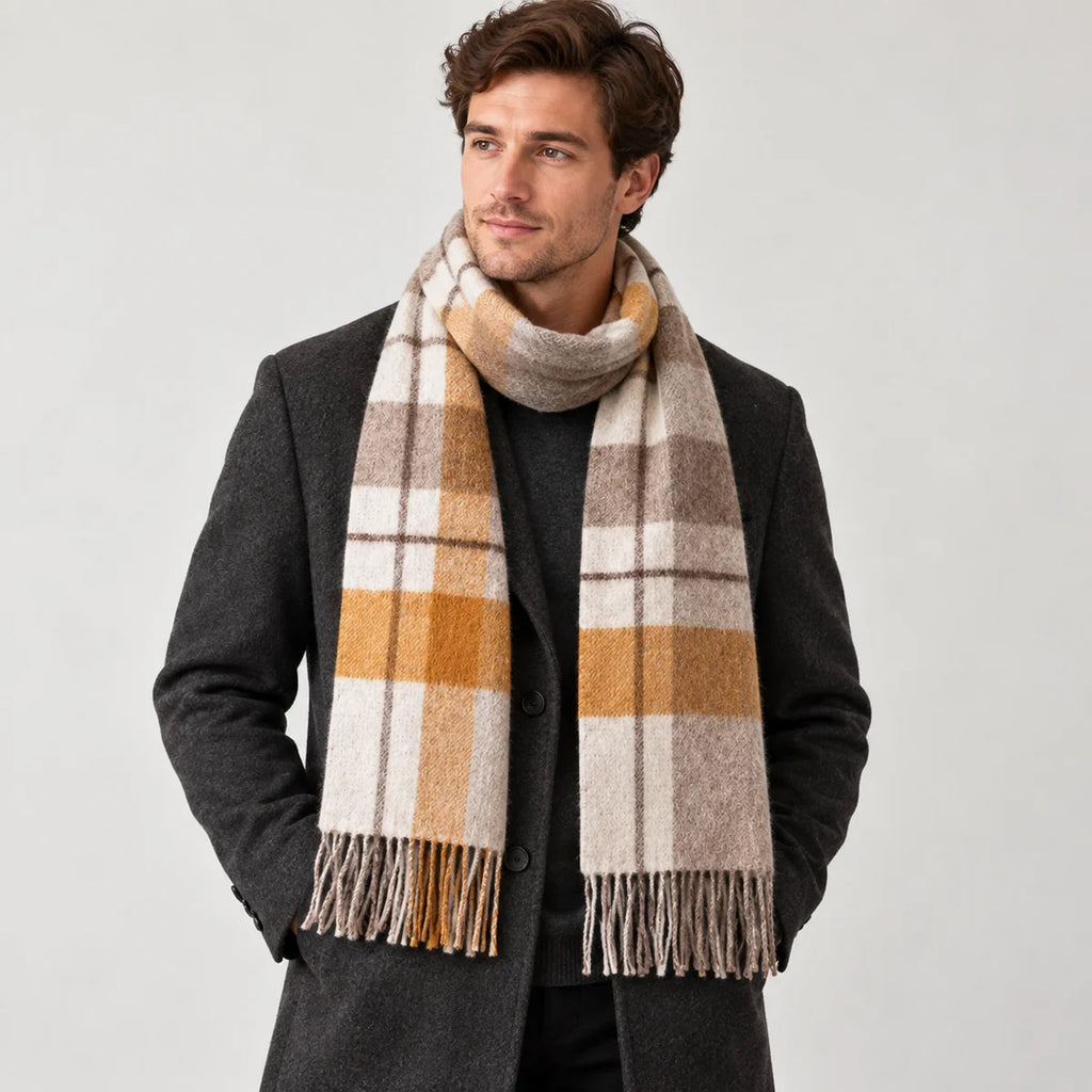 Brushed Overcheck Wool Scarf