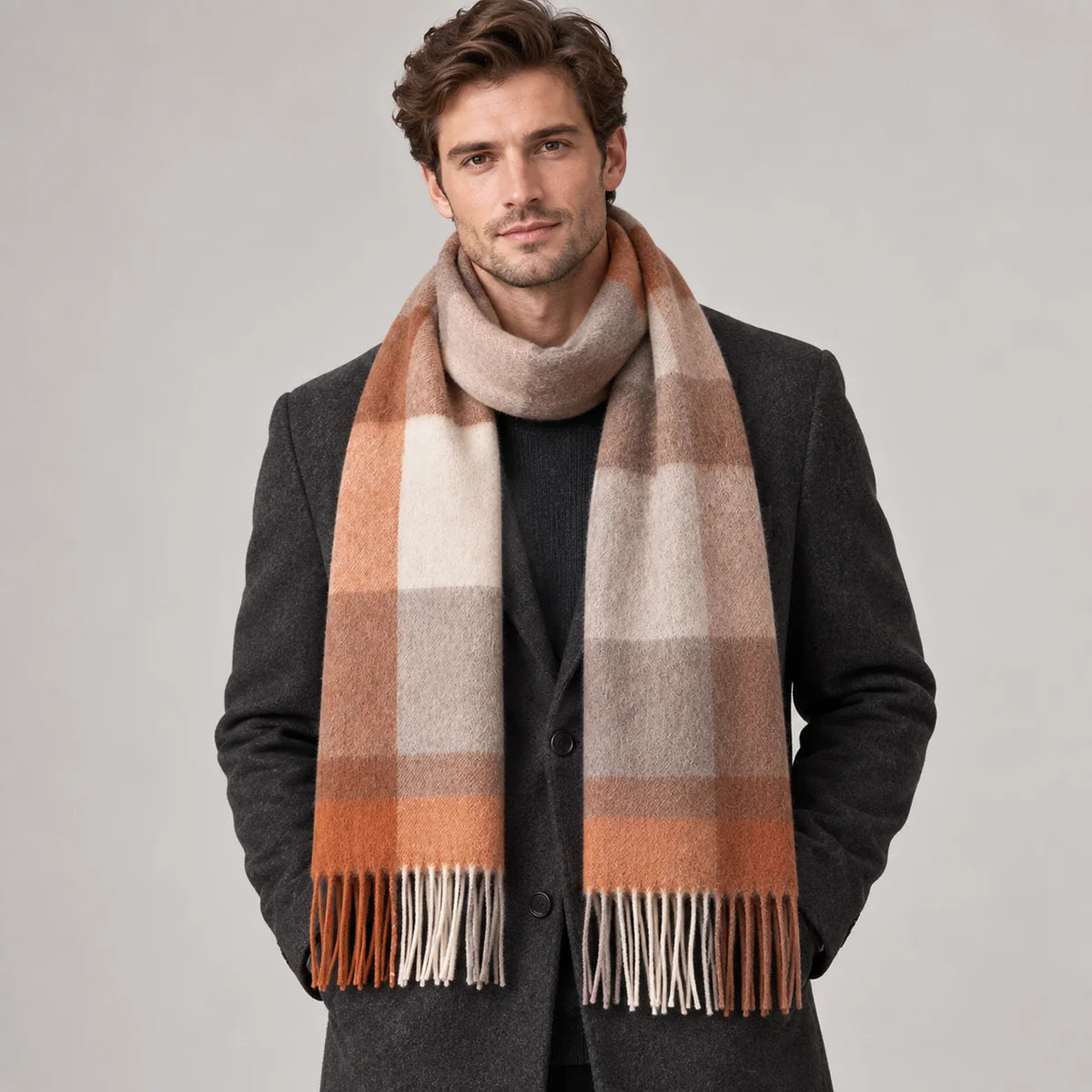 Broadband Check Wool Scarf
