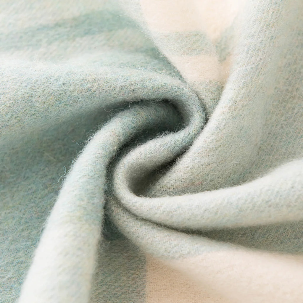 Brushed Block Check Wool Scarf