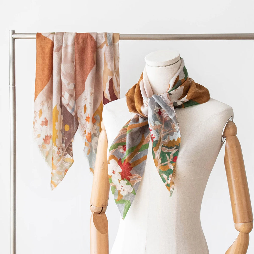 Floral Patchwork Cashmere Square Scarf