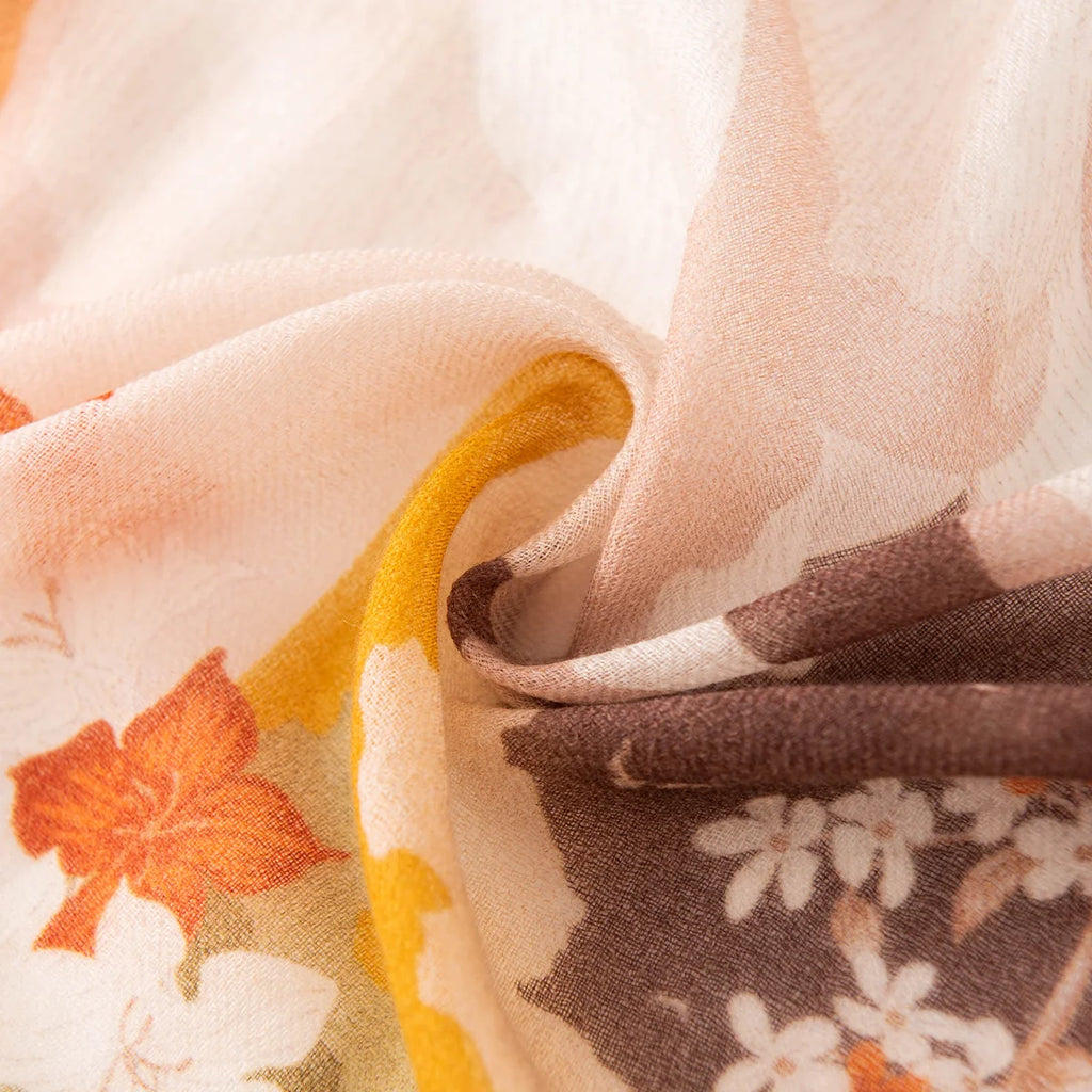 Floral Patchwork Cashmere Square Scarf