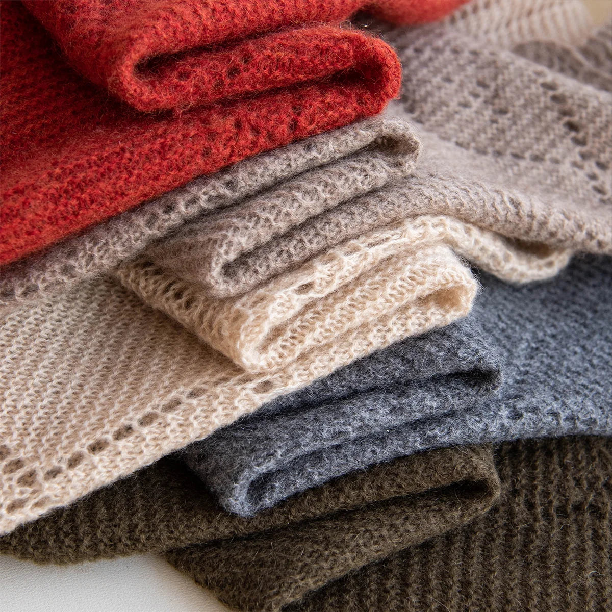 Textured Openwork Cashmere Shawl