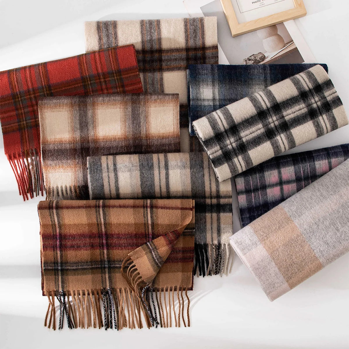 Brushed Plaid Wool Scarf