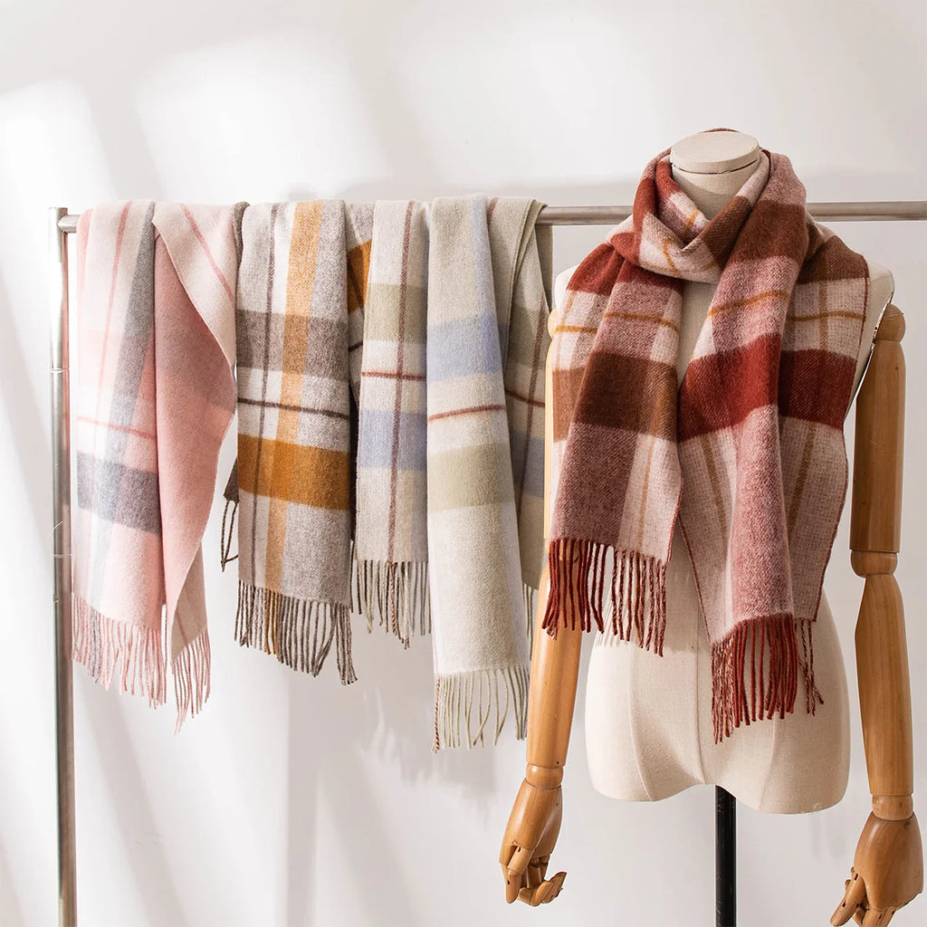 Brushed Overcheck Wool Scarf