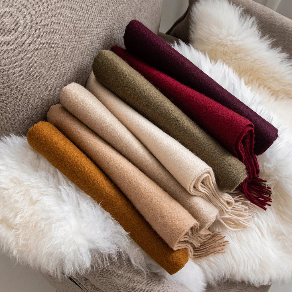 Heavyweight Brushed Fringe Cashmere Scarf