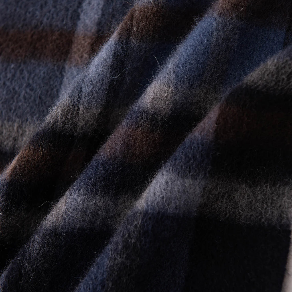 Navy Black Plaid Cashmere Scarf