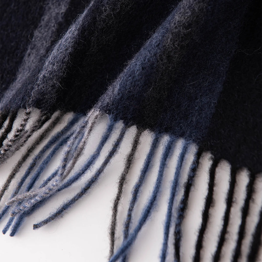 Navy Black Plaid Cashmere Scarf