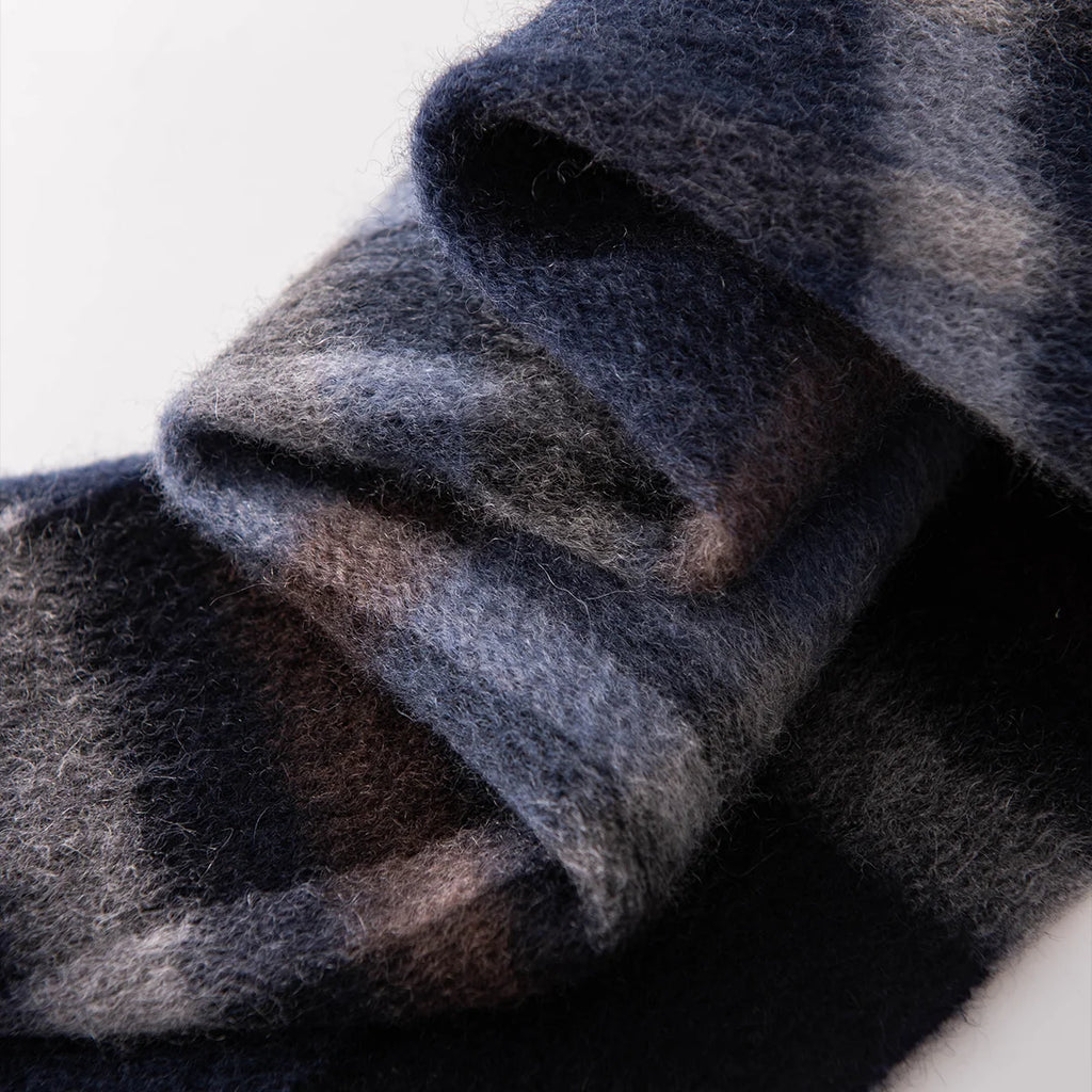 Navy Black Plaid Cashmere Scarf