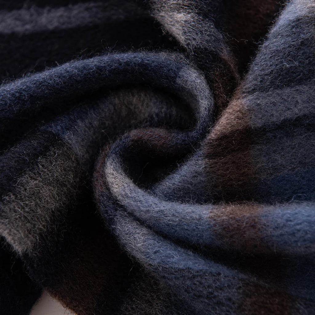 Navy Black Plaid Cashmere Scarf