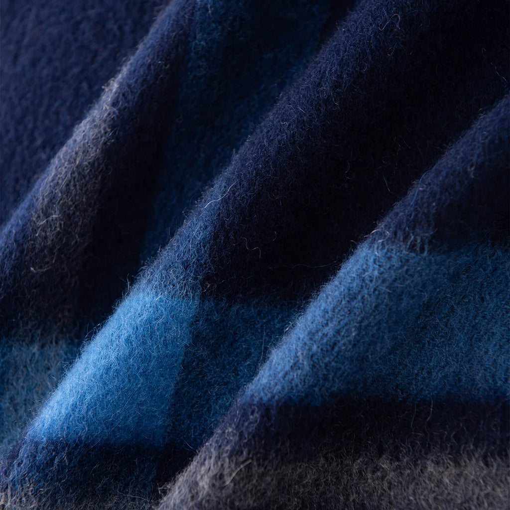Navy Crosscheck Cashmere Scarf
