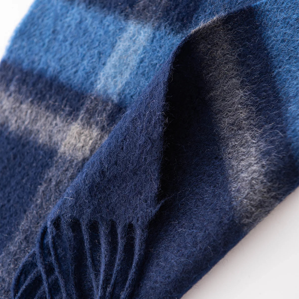 Navy Crosscheck Cashmere Scarf