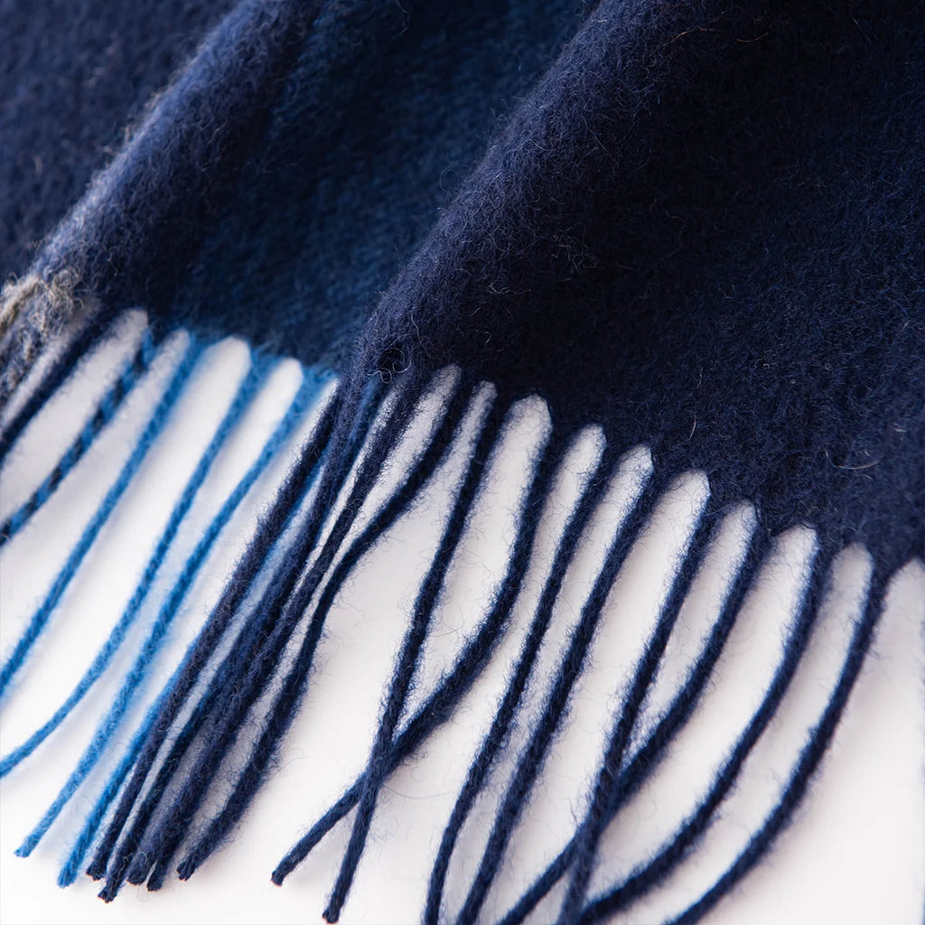 Navy Crosscheck Cashmere Scarf