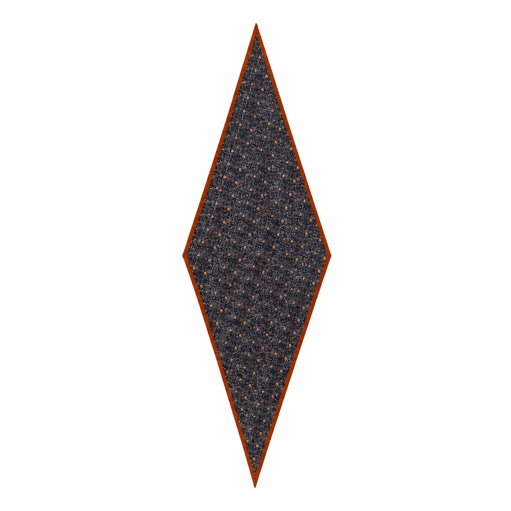 Navy Tweed Print Wool Scarf