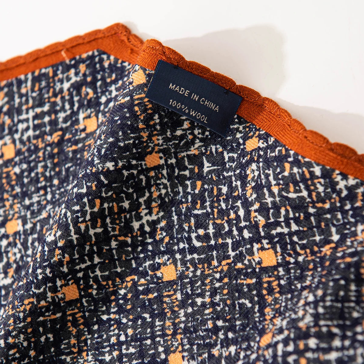 Navy Tweed Print Wool Scarf
