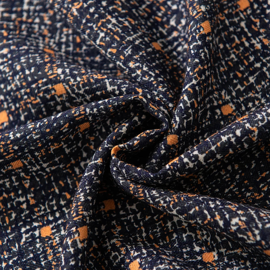 Navy Tweed Print Wool Scarf