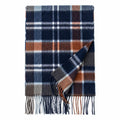 Navy Rust Plaid Cashmere Scarf