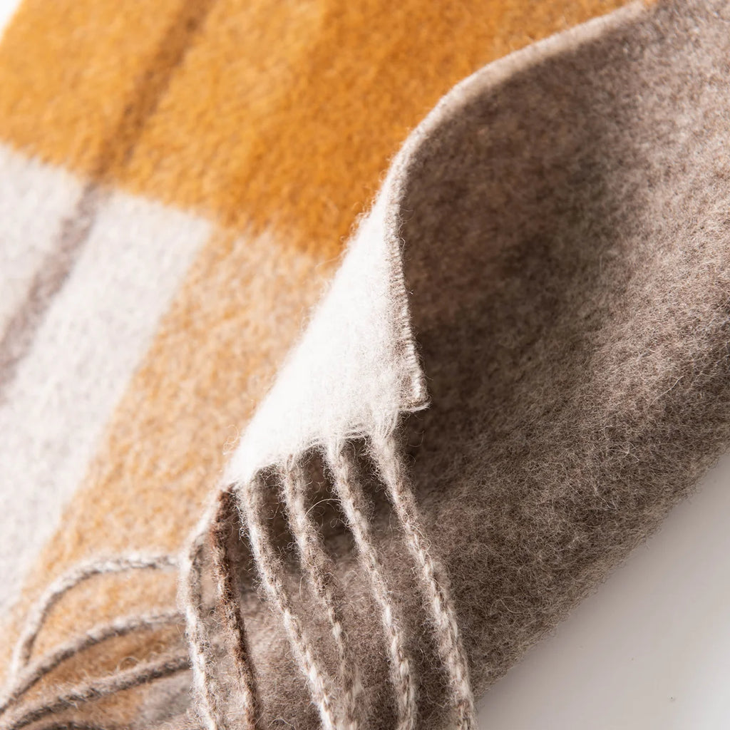 Brushed Overcheck Wool Scarf