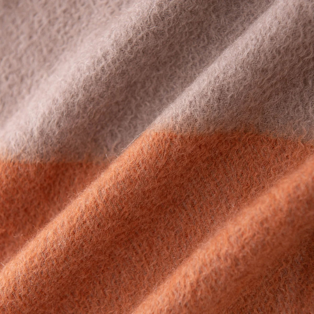 Orange Taupe Color Block Cashmere Scarf