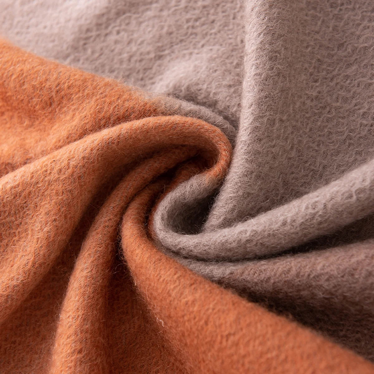 Orange Taupe Color Block Cashmere Scarf