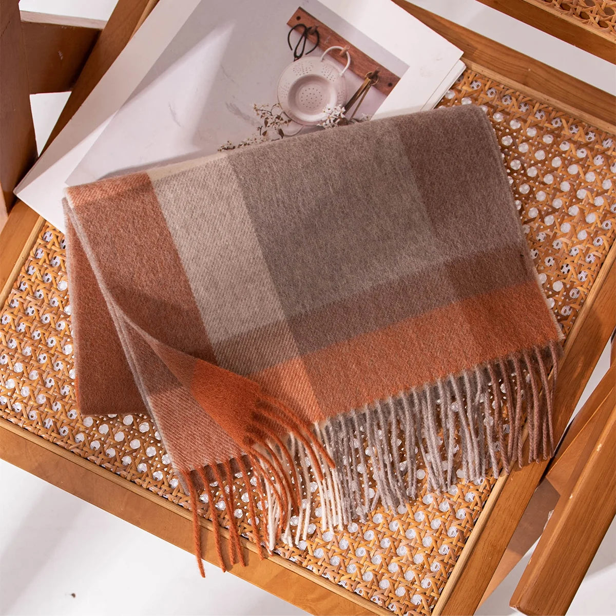 Broadband Check Wool Scarf