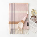 Wide Check Cashmere Scarf