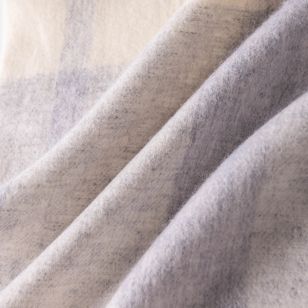 Peach Gray Check Wool Scarf