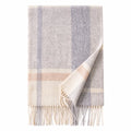 Peach Gray Check Wool Scarf