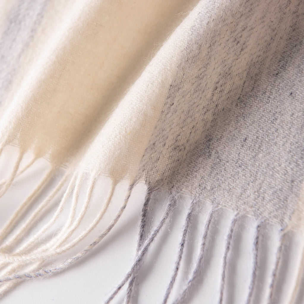 Peach Gray Check Wool Scarf