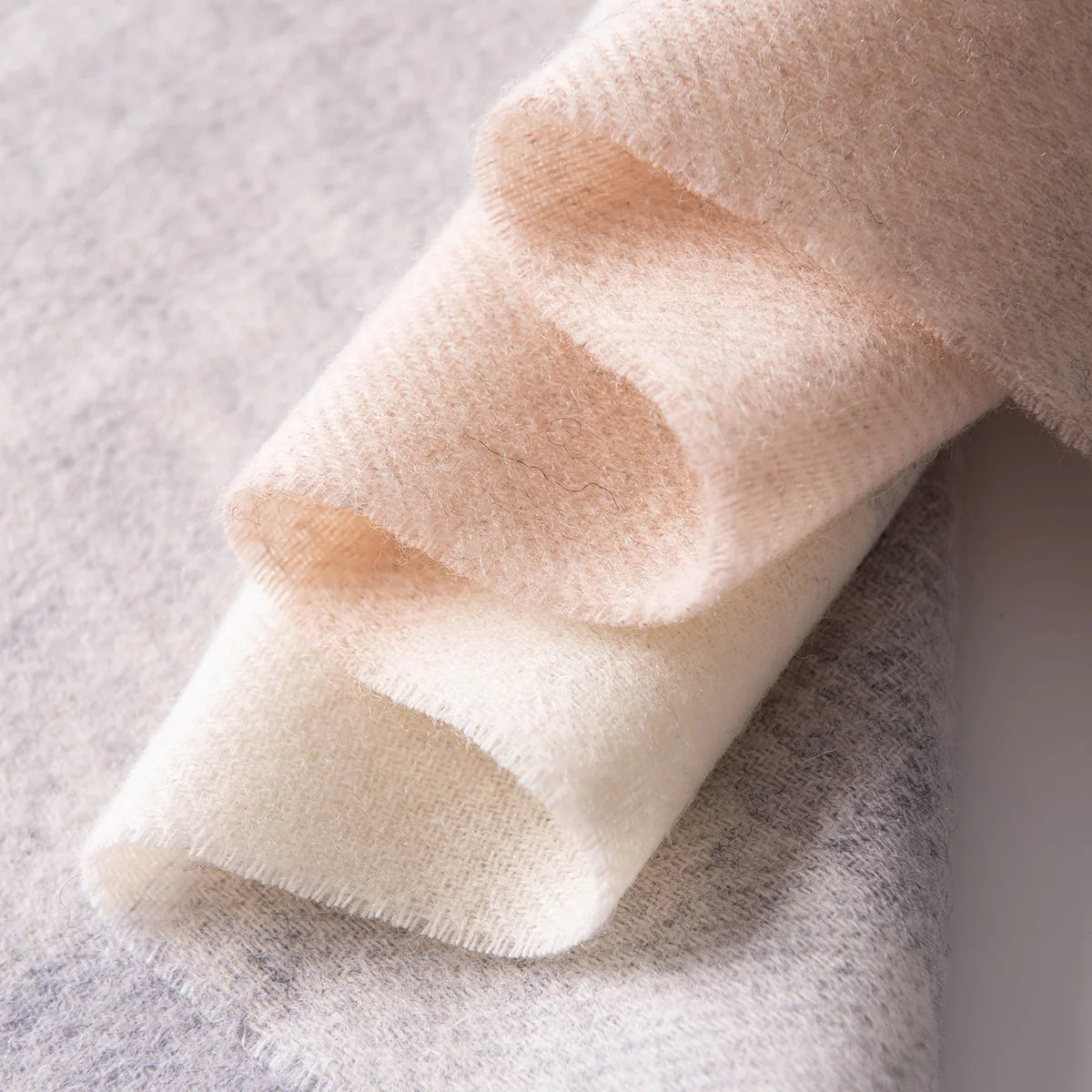 Peach Gray Check Wool Scarf