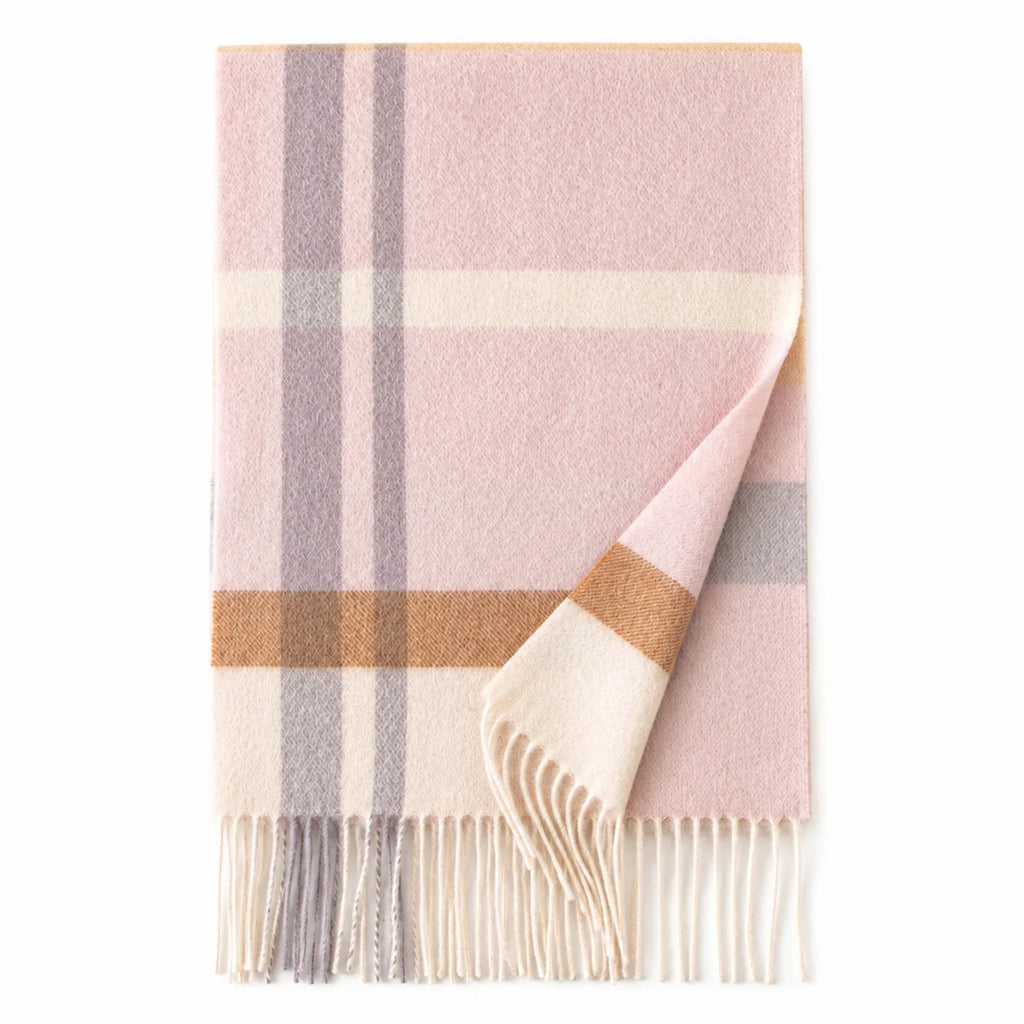 Wide Check Cashmere Scarf