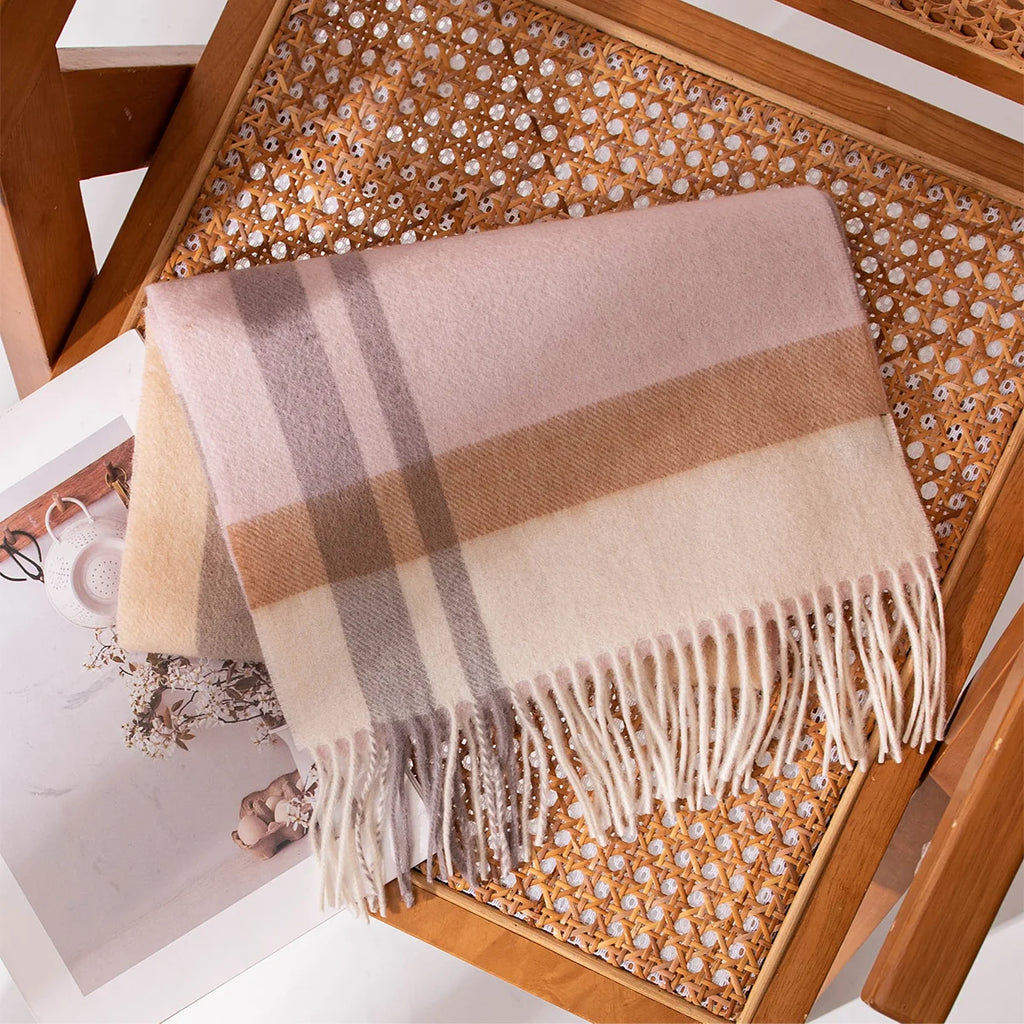 Blush Crossline Wool Scarf
