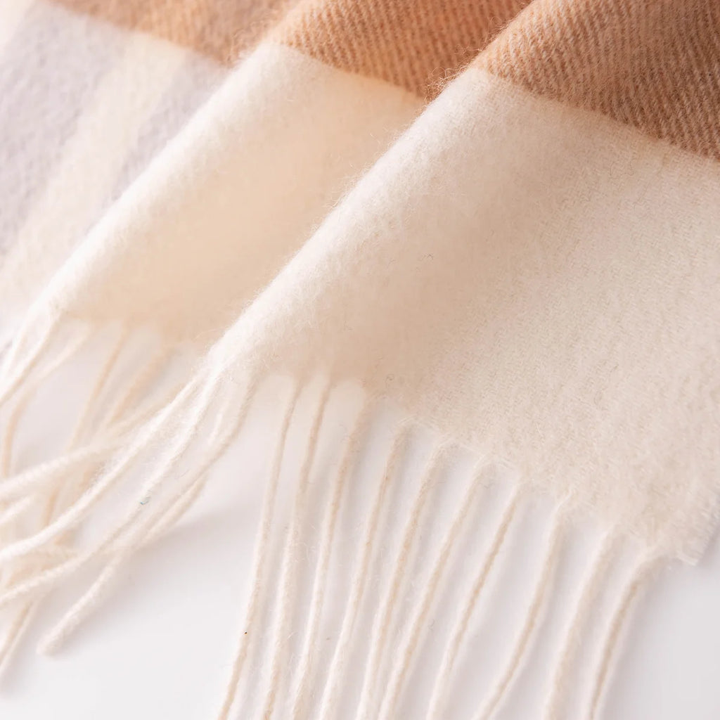 Wide Check Cashmere Scarf