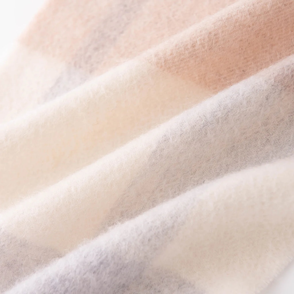Brushed Block Plaid Cashmere Scarf