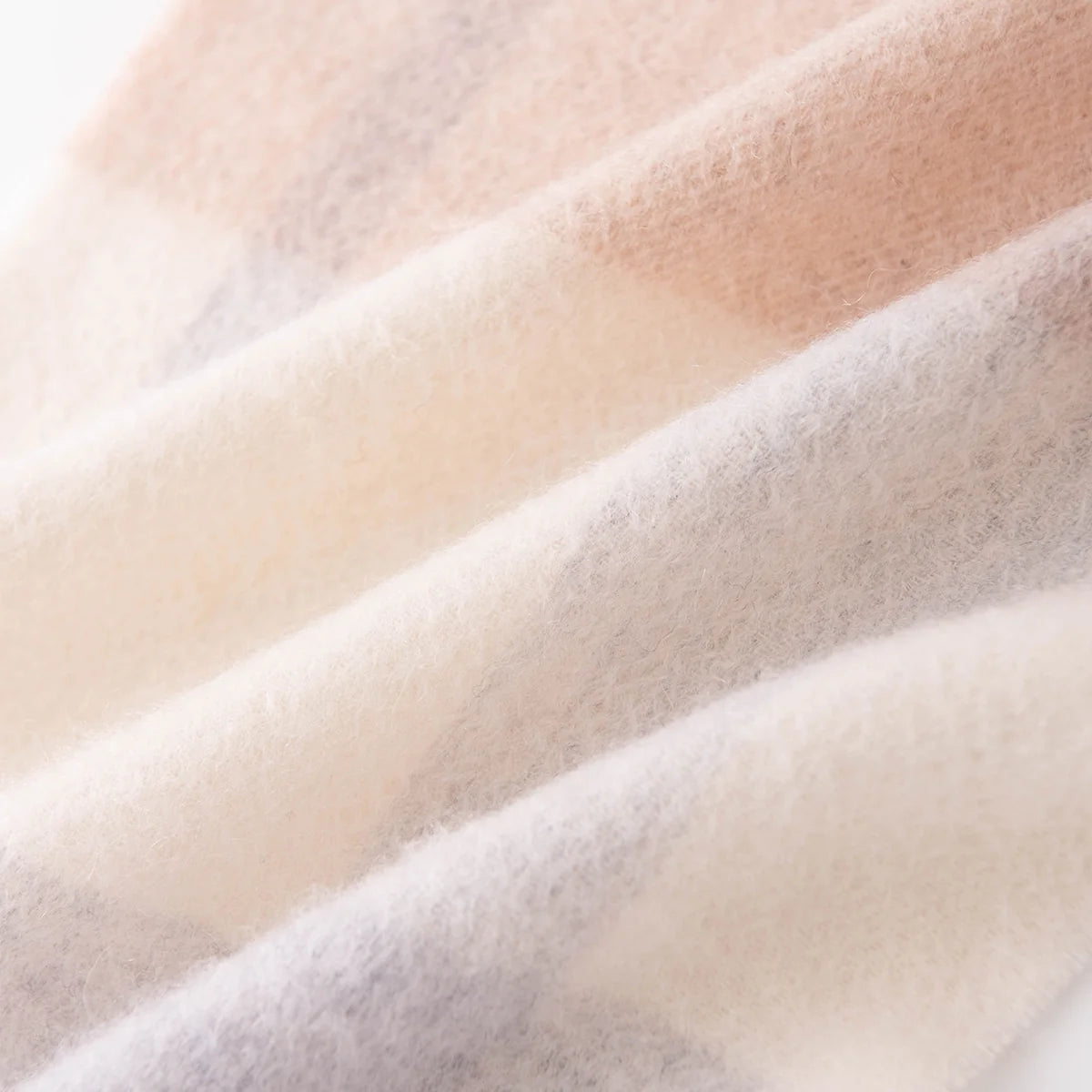 Brushed Block Plaid Cashmere Scarf