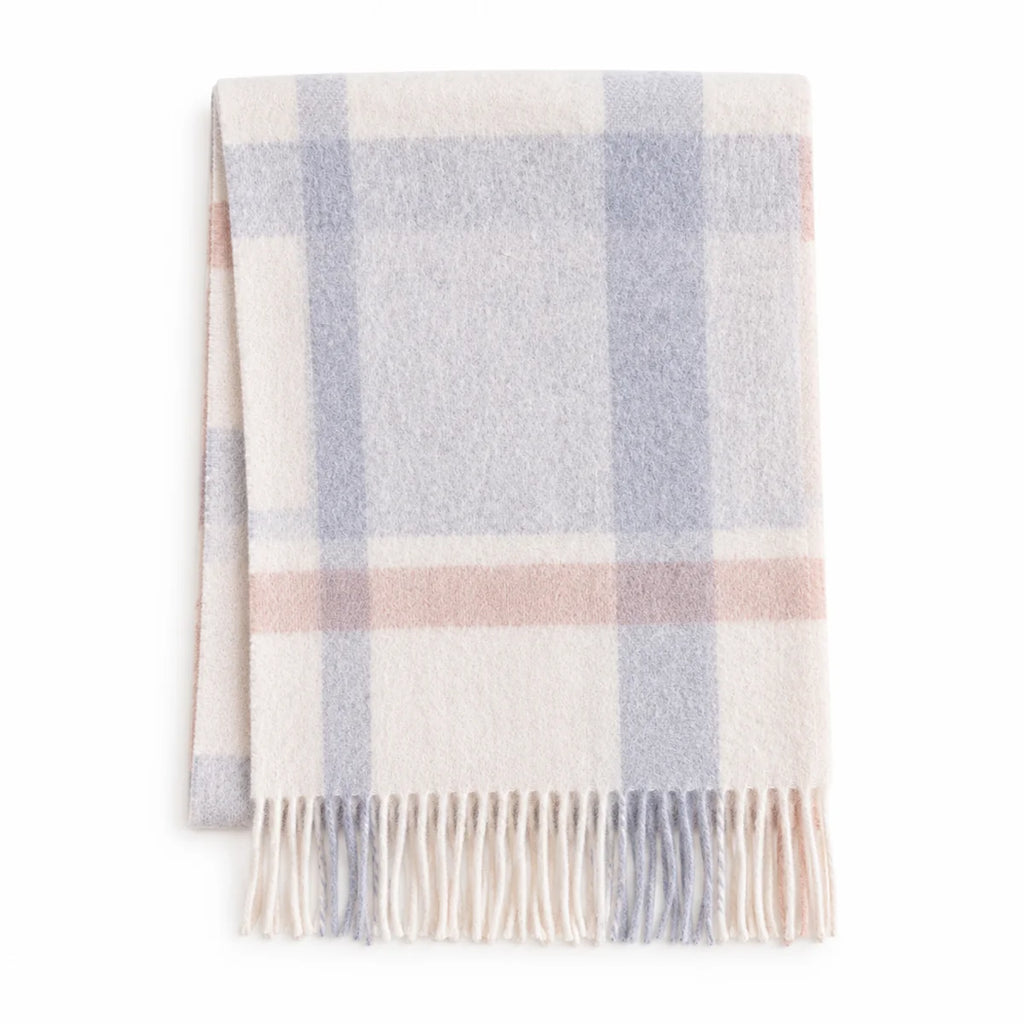 Brushed Block Plaid Cashmere Scarf